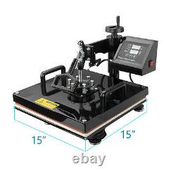 15x15 Heat Press Machine 8 in 1 Sublimation Printer for T-Shirts Mugs Hat
