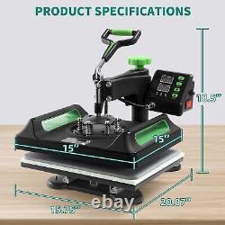 15x15 Heat Press Machine for T Shirts Pillow Dual-Tube Heating 360° Rotation