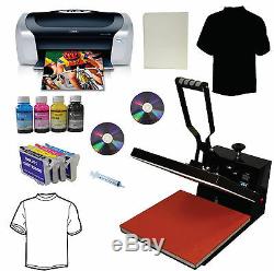 15x15 Heat Press, Printer, Refil Ink Cartridge, Tshirt Heat Transfer Startup Bundle