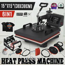 15x15 Heat Press Transfer 6IN1 T-Shirt Combo Machine Swing Away Mug Plate