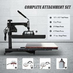 15x15 Inch 1400W T Shirt Press Professional Swing-Away Heat Press Machine 5-in-1