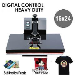1600W Digital Clamshell Heat Press Transfer T-Shirt Sublimation Machine 16x24
