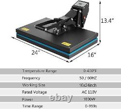 16X24 DIY Digital Clamshell T-shirt Heat Press Machine Sublimation Transfer