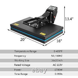 16 x 20 Digital Clamshell Heat Press Transfer T-Shirt Sublimation Press Machine