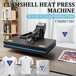 16x20 Clamshell Heat Press Machine T-shirt Digital Transfer Sublimation 1700W