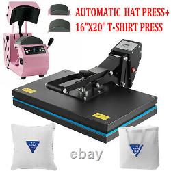 16x20 Clamshell T-Shirt Heat Press Machine + Auto Hat Cap Press Sublimation