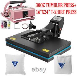 16x24 Clamshell T-Shirt Heat Press Machine+30OZ Tumbler Mug Press Sublimation