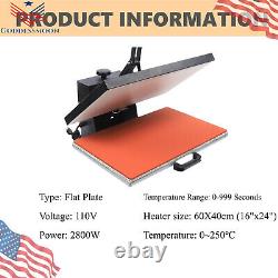 16x24 Inches Heat Press Machine 2800W Clamshell Sublimation Printer For T-shirt