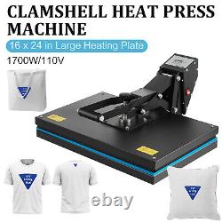 1700W 16x24'' Digital Clamshell Heat Press Machine Sublimation Transfer T-shirt