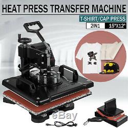 2IN1 15x12 Combo T-Shirt Heat Press Transfer Mug Plate Machine Multifunctional