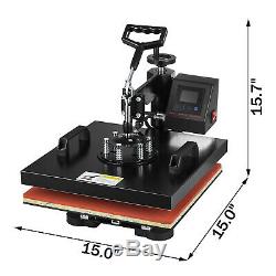 2 in 1 15''x15'' LED Heat Press Machine Digital Transfer Sublimation T-Shirt Hat