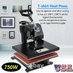 2 in 1 Heat Press Machine Swing Away Digital Sublimation T-Shirt 110V 750W