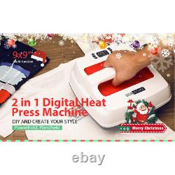 2in1 9x9'' Digital Handheld Heat Press Machine Transfer HTV Vinyl T-Shirt Print