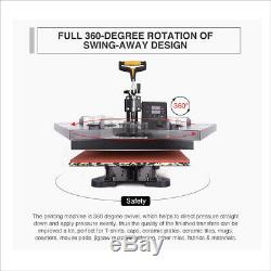 360°Swing Away Heat Press Digital Machine 15x15 T-Shirt Mug Plate 8 in 1 Printer