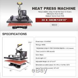 360° Swing Away T-Shirt Heat Press Machine Sublimation Transfer 12 x 15 DIY