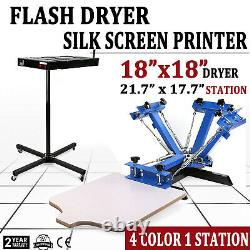 4 Color 1 Station Silk Screen Printing Equipment + Flash Dryer T-Shirt Press Kit
