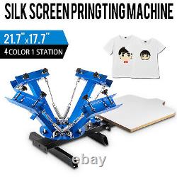 4 Color 1 Station Silk Screen Printing Machine Press Kit T-Shirt Equipment DIY