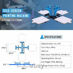 4 Color 4 Station Silk Screen Printing Machine T-Shirt Press Equipment DIY