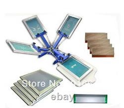 4 color silk screen printing kit t-shirt printer press equipment carousel frames