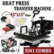 5in1 15x15 Combo Heat Press Sublimation Transfer Machine Swing Away T-shirt Mug