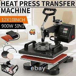 5IN1 Combo Heat Press Machine 12x10 Sublimation Transfer T-Shirt Mug Plate Hat