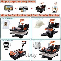 5IN1 Combo Heat Press Machine 12x15 Sublimation Transfer T-Shirt Mug Plate Hat