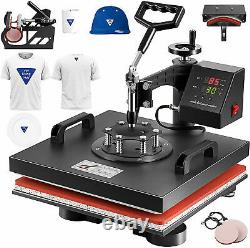 5IN1 Combo Heat Press Machine 15x15 Sublimation Transfer T-Shirt Mug Plate Hat