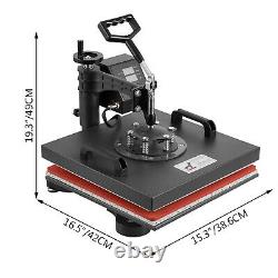 5IN1 Combo Heat Press Machine 15x15 Sublimation Transfer T-Shirt Mug Plate Hat