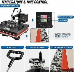 5IN1 Combo Heat Press Machine 15x15 Sublimation Transfer T-Shirt Mug Plate Hat