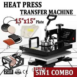 5IN1 Combo T-Shirt Heat Press Transfer Machine Sublimation Swing Away 15x15