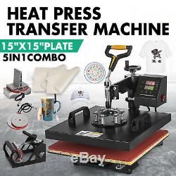 5IN1 T-Shirt Heat Press Transfer Machine 15x15 Sublimation Digital Swing Away