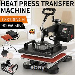 5 IN 1 12X10 T-Shirt Heat Press Printing Machine Digital Transfer Mug Hat Cap