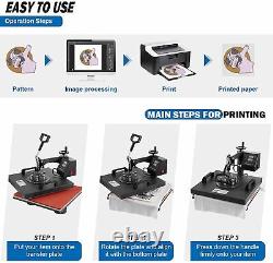 5 IN 1 Combo T-Shirt Heat Press Printing Machine 15x15 Sublimation Printer