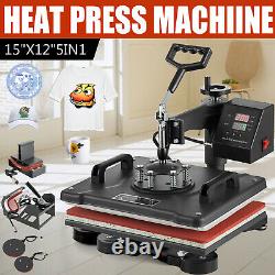 5 IN 1 Combo T-Shirt Heat Press Transfer 15x12 Printing Machine Swing Away
