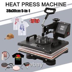 5 IN 1 HeatPress Machine 15x15 Sublimation Transfer T-Shirt Mug Plate Hat 110v