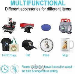 5 IN 1 T-Shirt Heat Press Printing Machine Swing Away Sublimation MUG Hat Cup US