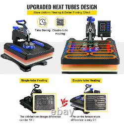 5 in1 Heat Press 15x15 T-shirt Sublimation Machine Upgraded Double Tube Heat