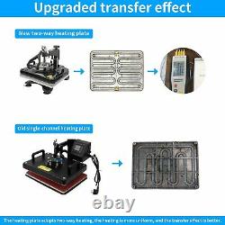 5 in1 Heat Press Machine Dual-tube Heating T-shirt Mug Plate Hat Black 12''x15'