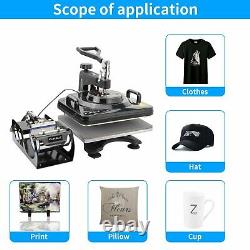 5 in1 Heat Press Machine Dual-tube Heating T-shirt Mug Plate Hat Black 12''x15'