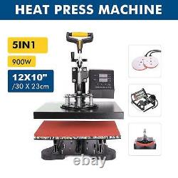 5 in 1 12X10 Heat Press Machine Digital Transfer For T-Shirt Mug Hat Plate Cap