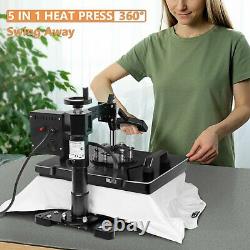 5 in 1 12 x15 Combo Heat Press Machine T shirt Mug Hat Cap Digtal Transfer