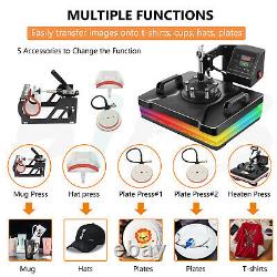 5 in 1 12 x15 Combo Heat Press Machine T shirt Mug Hat Cap Digtal Transfer