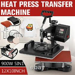 5 in 1 12x10 Digital T-Shirt Heat Press Sublimation Transfer Machine Mug Hat