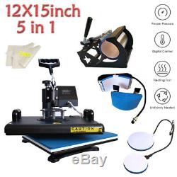5 in 1 12x15 Combo Heat Press Machine Transfer for T-shirt Hat Multifunctional
