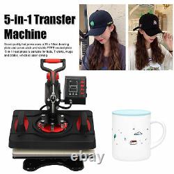 5-in-1 12x15 Heat Transfer Machine Hot Stamping Presser T-Shirt Mug Cup Hat DIY