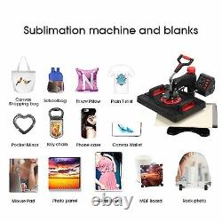 5-in-1 12x15 Heat Transfer Machine Hot Stamping Presser T-Shirt Mug Cup Hat DIY