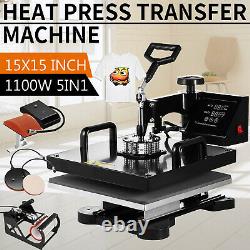5 in 1 15x15 T-Shirt Heat Press Machine Transfer Printer Sublimation Mug Hat