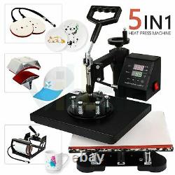 5 in 1 Combo Digital Heat Press Machine 12 X 10 Swing away Mug T-shirt Hat Plate