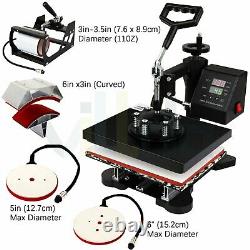 5 in 1 Combo Digital Heat Press Machine 12 X 10 Swing away Mug T-shirt Hat Plate