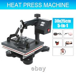5 in 1 Digital Sublimation T shirt Mug Hat Heat Press Machine 25 x 30cm